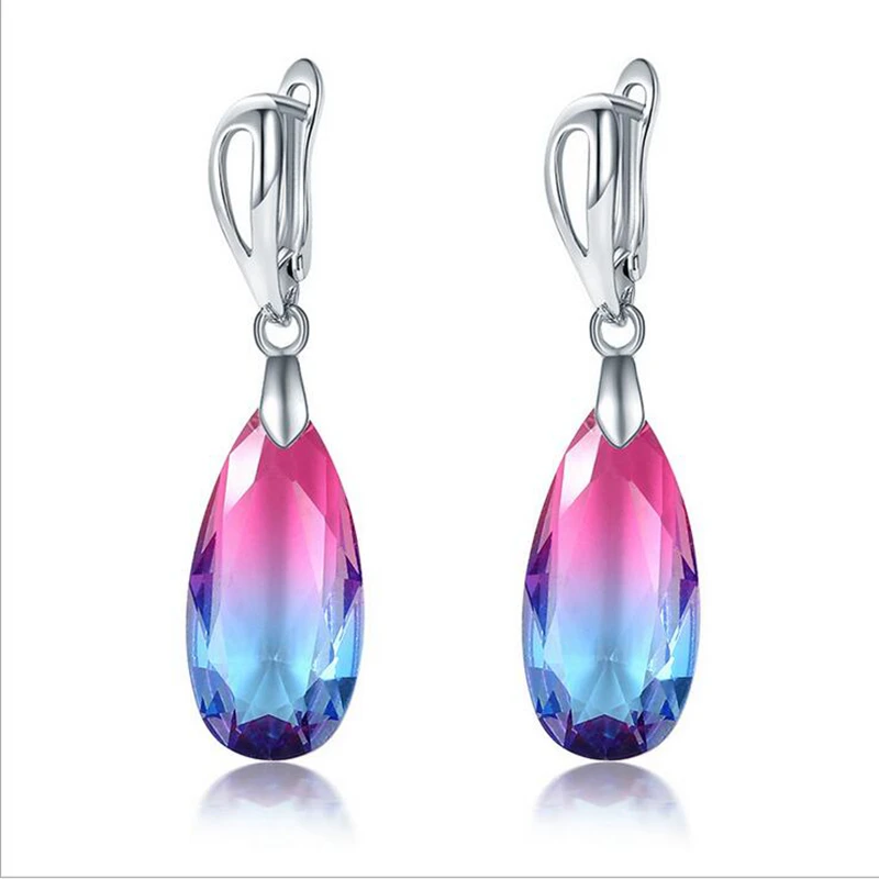 Hawaii Style Cluster Multicolor Morganite Red Purple Peridot 925 Sterling Silver Drop Dangle Earrings S5242|dangle drop earings|dangle earringsdrop