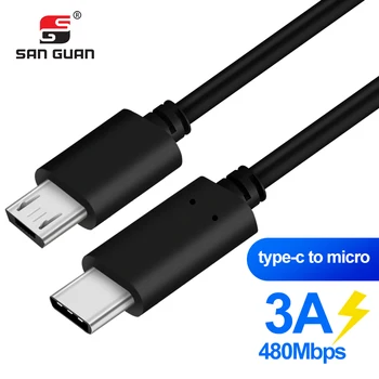 

3A 1M Type C USB-C To Micro USB Cable For Samsung xiaomi Micro B 5Pin USB Type C Cord data charge for Macbook Fast Charge Data