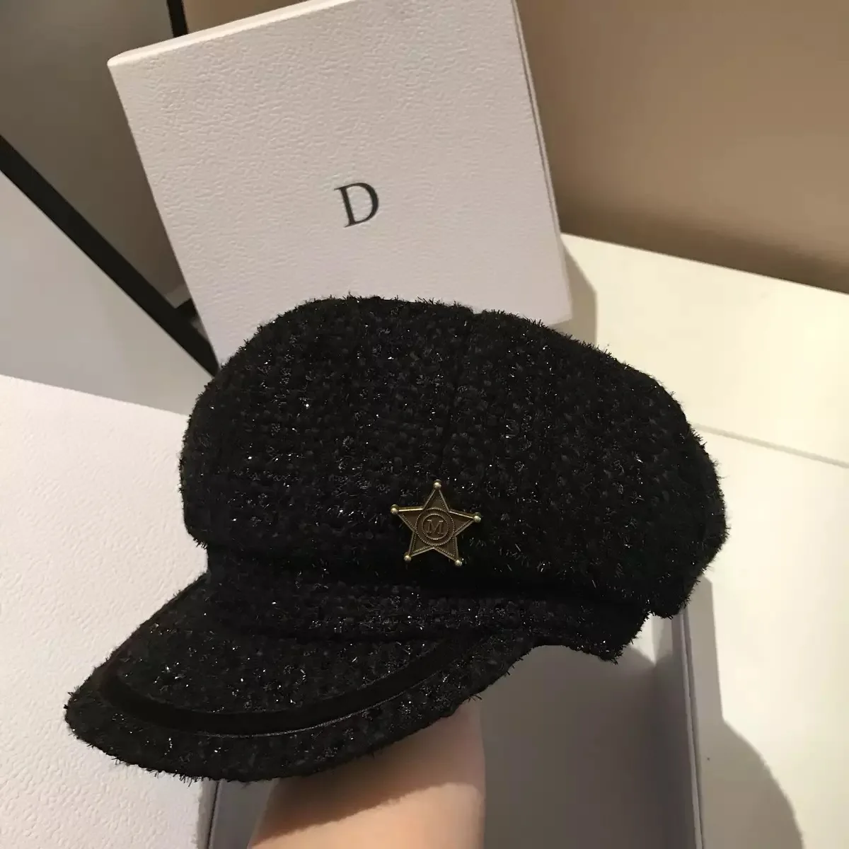 

2019 Autumn And Winter Coarse Woolen Liangsi Octagonal Cap England Retro Cricket-cap Navy Head Net Celebrity Style Versatile Pai