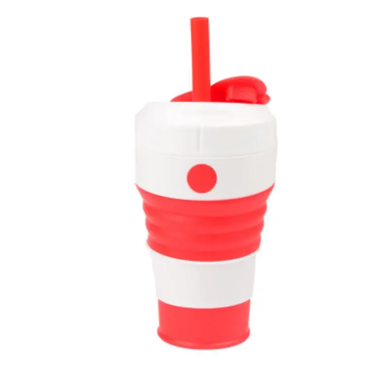 Water Bottle Folding Portable Reusable Silicone Sports Travel Coffee Drinking Cup Fitness Drinkware - Цвет: Красный