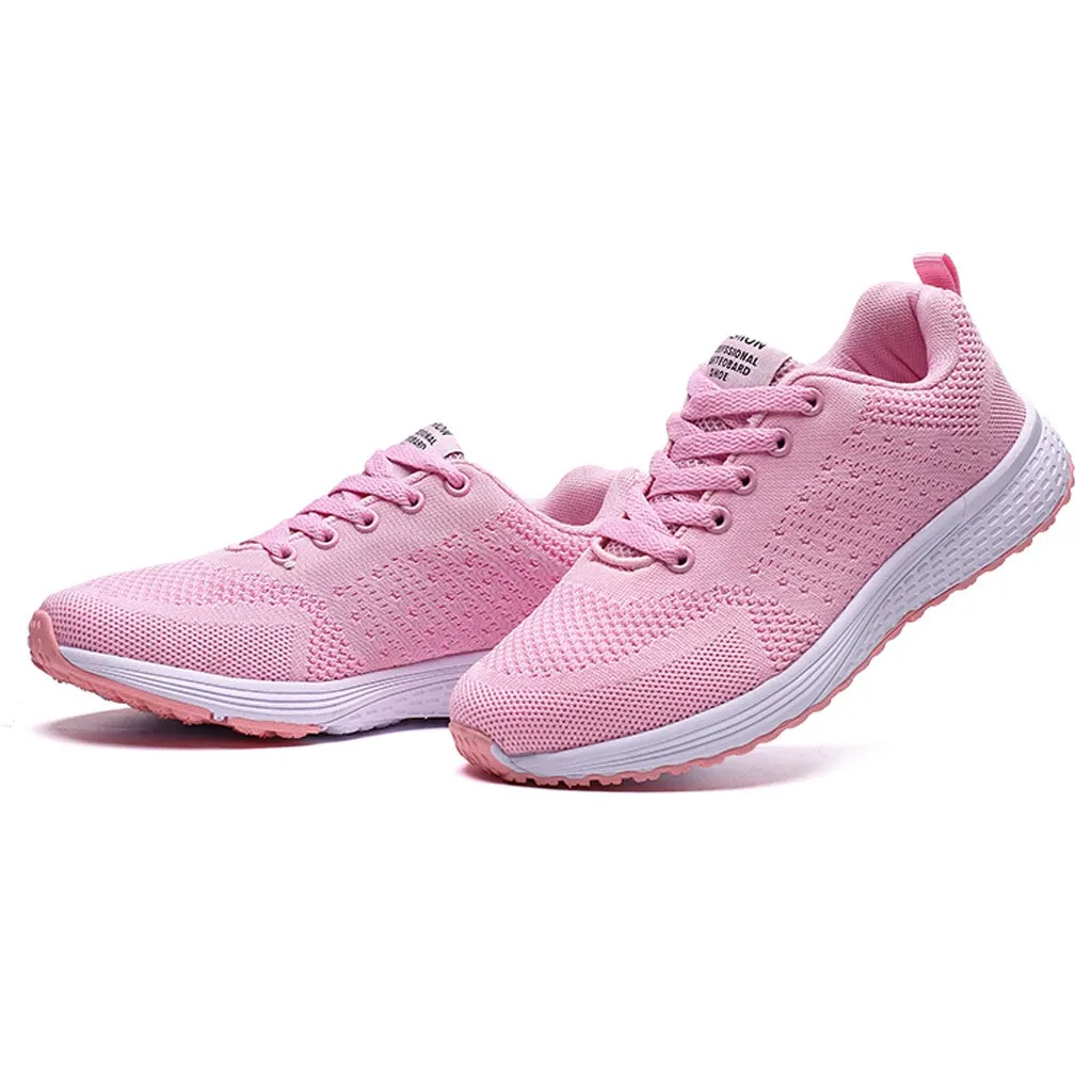 KANCOLLE Ladies Fashion Casual Breathable Lace Up Sneakers Flying Weaving Sport Walking Cushion Athletic Running Shoes 103#4
