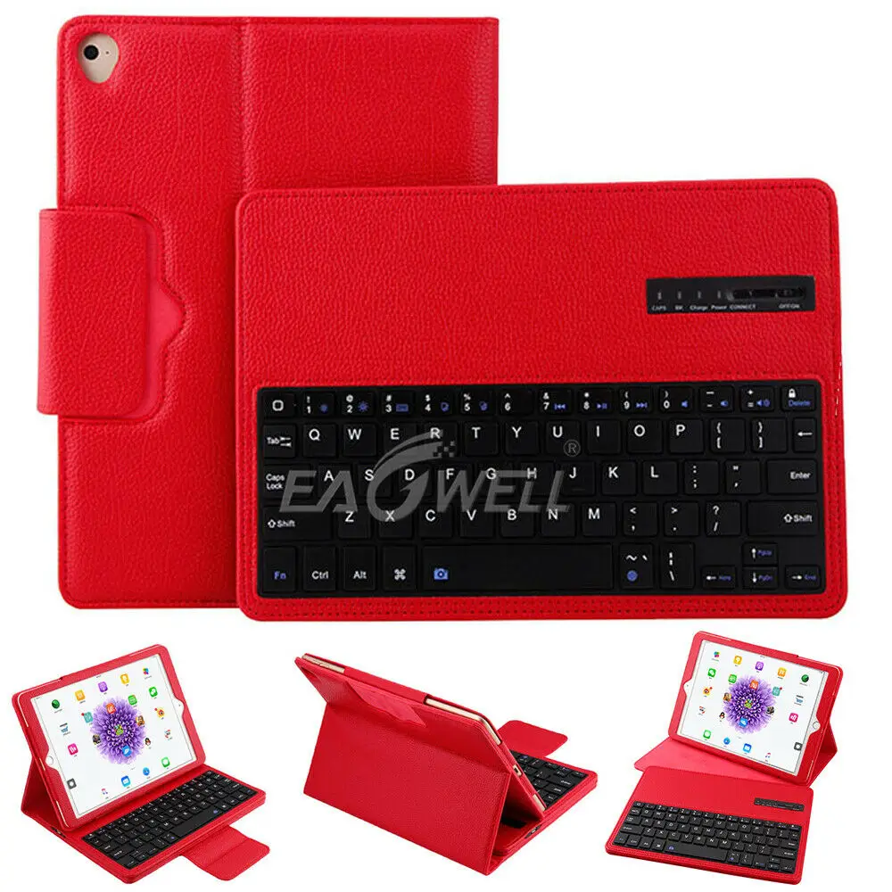 Из искусственной кожи Litchi клавиатура с узором чехол для планшета для Apple iPad Pro 10,5 дюймов чехол Беспроводная Bluetooth клавиатура Smart Cover - Цвет: Red