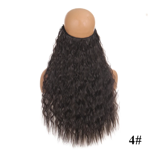 XUANGUANG-Extensões de Cabelo Feminino Linha de Peixe, Marrom, Preto,  Natural, Liso, Ondulado, Sintético, Peruca Longa, Sem Clipe de Extensão,  60cm