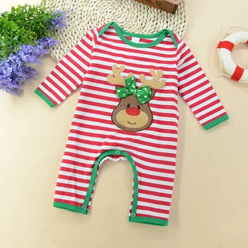 

Christmas Newborn Kids Baby Boys Girls Clothes Rompers Striped Pajamas Sleepwear Romper Long Sleeve Cotton Clothing