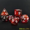 Bescon New Moonstone Dice Maroon, Polyhedral Dice Set of 7 1