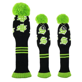 

3pcs PomPom Golf Club Head Cover Protector - Cute, Vintage & Durable - for Men/Women Golfer