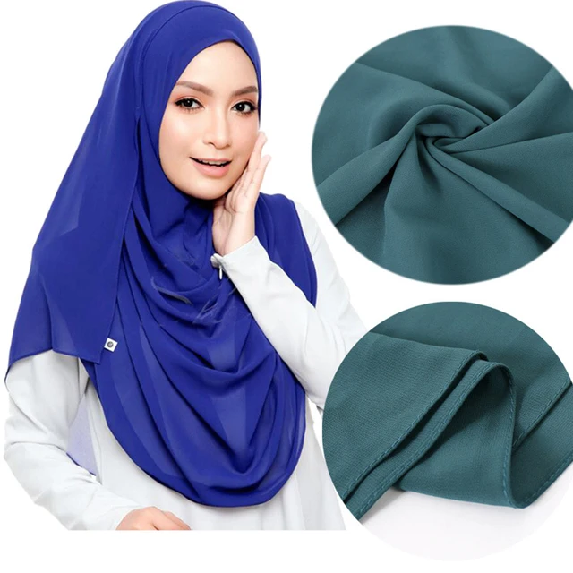 Musulman en mousseline de soie Hijab femmes bulle en mousseline de soie écharpe pour femmes dames voile musulman Islam couleur unie malaisie Musulman Wrap foulards