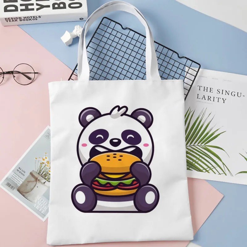 

Cute Anime Panda Graphic Print Shopping Bag Tote Bags Shoulder Bag Canvas Bags Large Capacity College Handbag,Drop Shipping