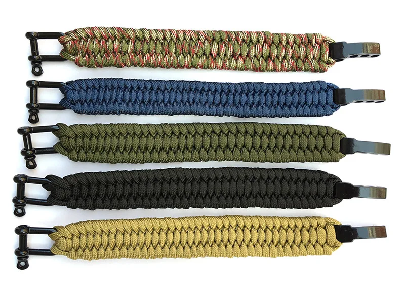 NIUYITID Survival Bracelet Emergency Men Bracelet Woven Parachute Cord Black Metal Buckle Adjustable Armband Heren