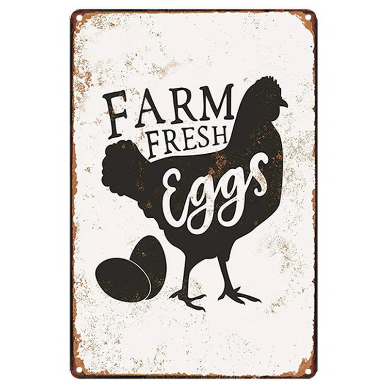 Ретро свежие яйца Олово наклейки на еду Сад Ферма с курицами прямоугольник чума вечерние кофе декор плакат ресторан магазин стены 20x30 см