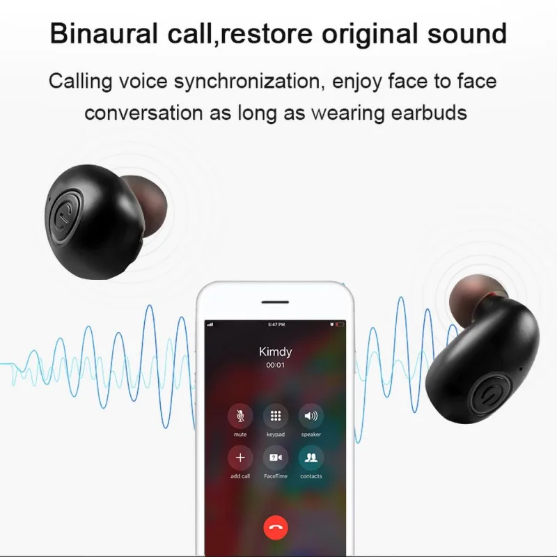 TWS B5 мини Bluetooth гарнитура стерео Беспроводная в уши IPX5 Водонепроницаемый портативный источник питания 2600 мАч