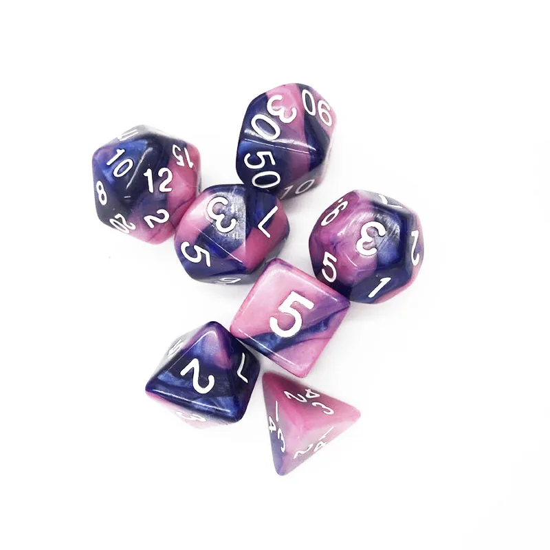 7 шт./компл. многогранные DnD смешанные Цвет кости для ролевой игры «Подземелья и Драконы настольные игры D4, D6, D8, D10, D%, D12, D20