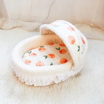 

Pet Dog Beds Lace Princess Cute Cat Cushion Bed Puppy Sofa Bed Cute Cat Cave Nest with Removable Warm Cushion