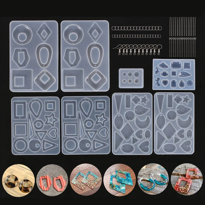 New Resin Mirror DIY Crystal Epoxy Earring Ear Pendant Mould For Jewelry Making Accessories Set Handmade Geometry Collection | Украшения и
