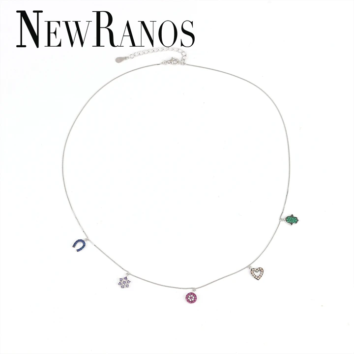 Newranos, 925 пробы, Серебряное колье, кубический циркон, модное ожерелье для воротника, женское ювелирное изделие, NYX0101242