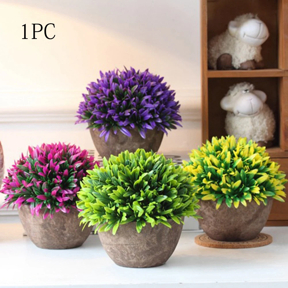Artificial Pot Fake Flower Garden Potted Plants Decoration Plastic Vase