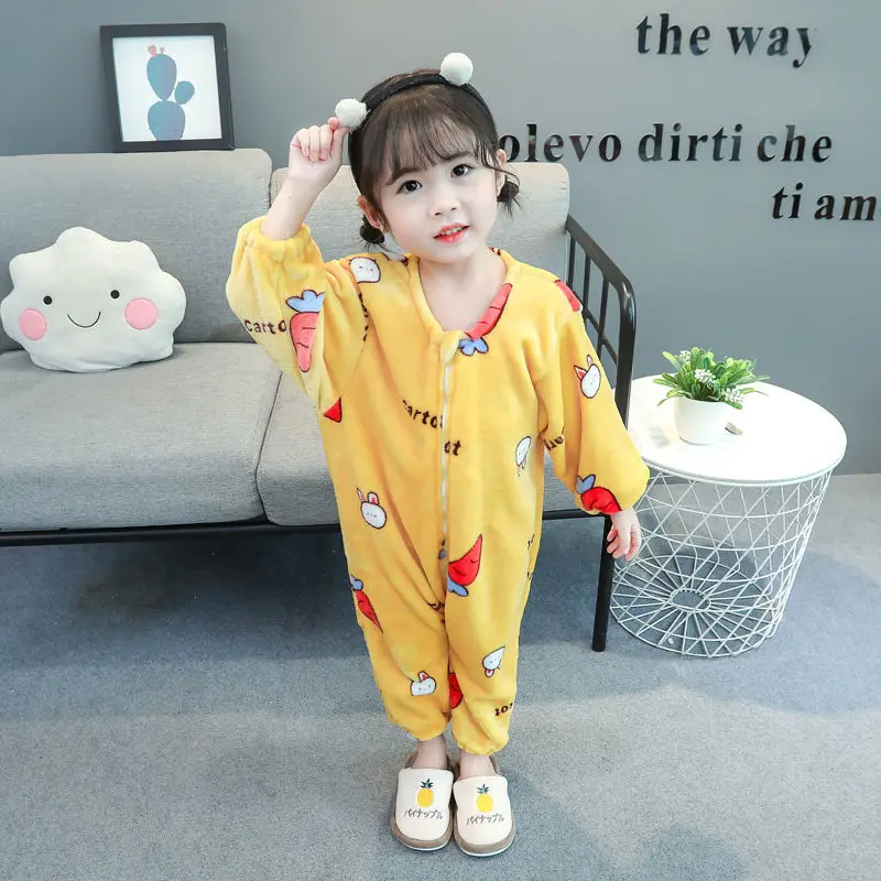 Winter Flannel Soft Warm Pajamas Animal Cartoon Boys Jumpsuit Pyjamas for Girls Kids Unisex Sleepwear Home Service