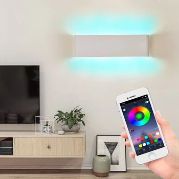 

LED Wall Light RGB Dimmable Bluetooth APP Remote Control Wall Lamp For wall decor Atmosphere Warm/Cool White For Indoor Lighting