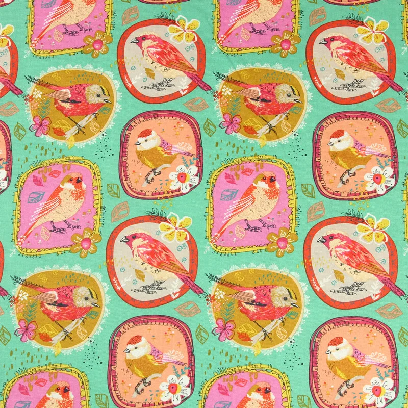 Наполовину ярдовая однотонная хлопковая ткань с принтом маленькой птички, ручная работа, сделай сам, одежда, платье, детская одежда, хлопок, CR-186