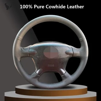 

Black Genuine Leather Car Steering Wheel Cover for Honda CRV CR-V 2003 2004 2005 2006