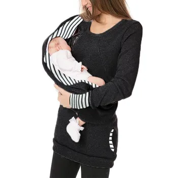 

Maternity Blouse 2019Top New Maternity Nursing Striped Zip Scarf Long Sleeve Shirt Breastfeeding Tops For Breastfeeding Cover