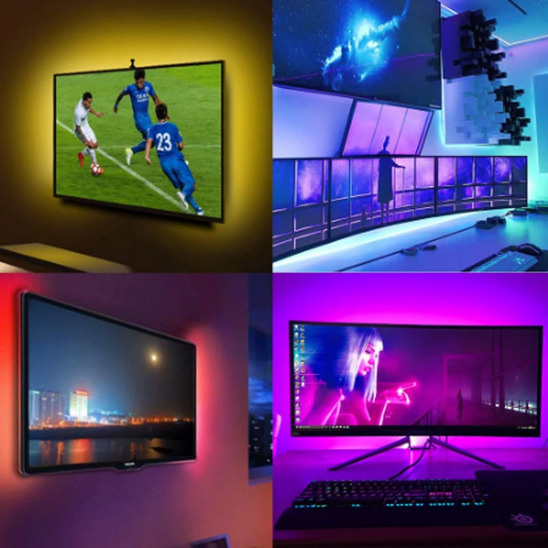 AAA батарея USB СВЕТОДИОДНЫЙ светильник 5 в 5050 водонепроницаемый RGB гибкий ТВ фон полоса подсветка Акцент Светильник 24key ИК пульт дистанционного управления Комплект