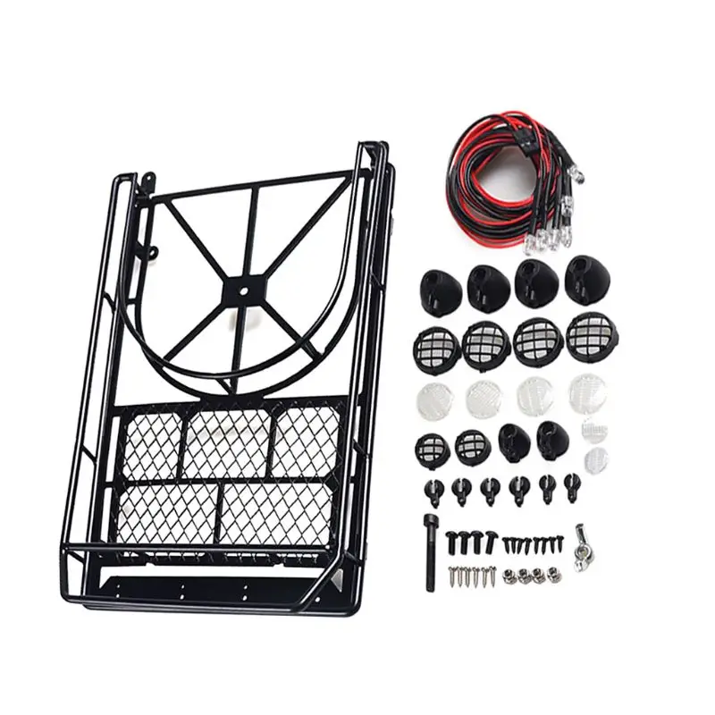 

Metal Roof Rack Luggage Carrier with LED Light for 1/10 RC Crawler D90 Axial SCX10 SCX10 II 90046