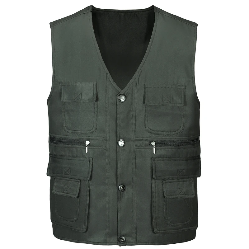 

Reverse double-sided Men Large Size XXL-4XL Motorcycle Casual Vest Male Multi-Pocket Tactical Waistcoats Overalls vest
