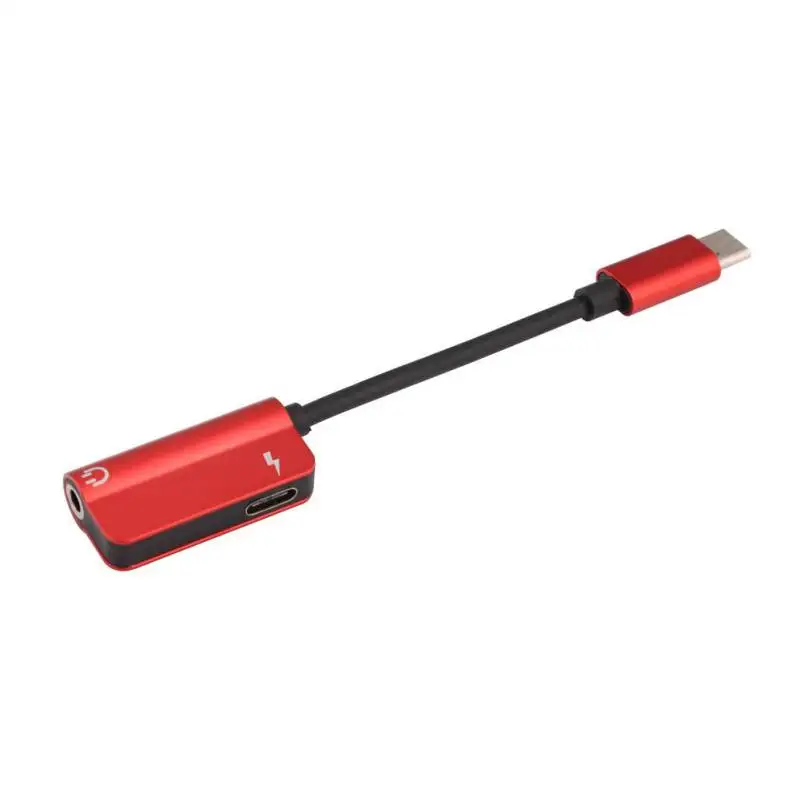 USB C type C до 3,5 мм адаптер для наушников зарядное устройство USB-C аудио кабель Aux адаптеры для наушников для huawei Xiaomi Mi 8 USB3.1 кабель - Цвет: Red