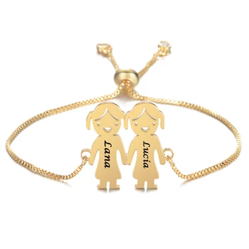 사용자 정의 가변 Bangles 아기 소년 소녀 팔찌 스테인레스 스틸 새겨진 이름 날짜 아이 생일 가족 선물 SL-128
