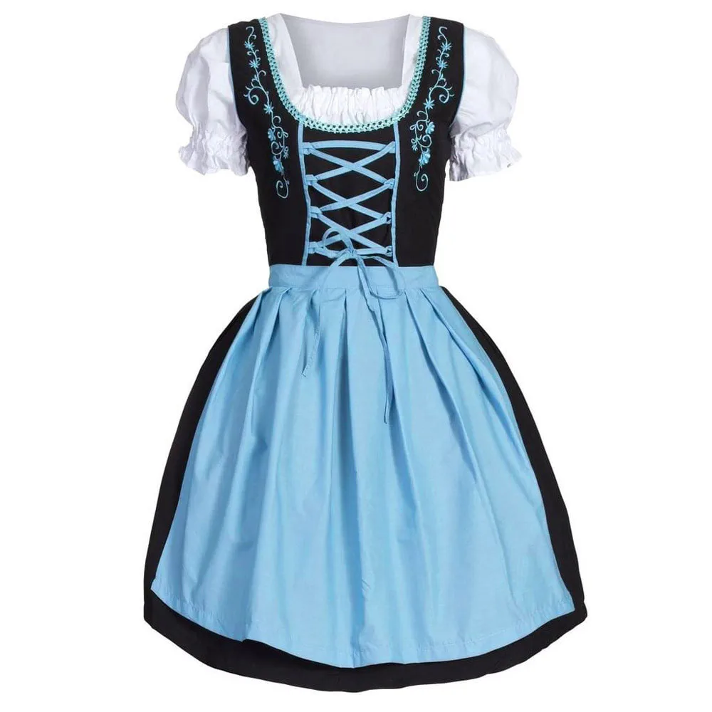 JAYCOSIN Dirndl Платье Немецкий Октоберфест баварский пиво Wench костюм горничной нарядная девушка Drindl таверна платье горничной горячая распродажа - Цвет: Blue