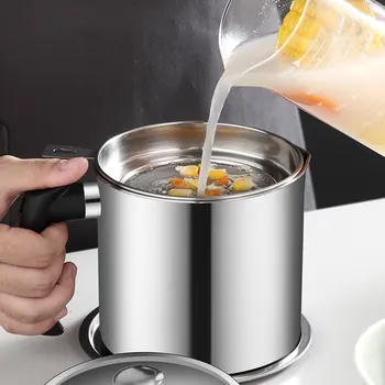 

Stainless Steel Oil Strainer Bottle PotGrease Can Oil Storage Can Container with Fine Mesh Strainer For Storing Frying Oil Cooki