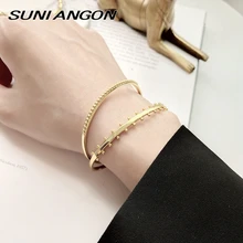 Корейские 925 пробы серебряные маленькие боковые бусины Открытый Тонкий браслет регулируемый золотой браслет для женщин ювелирные изделия Нежный подарок