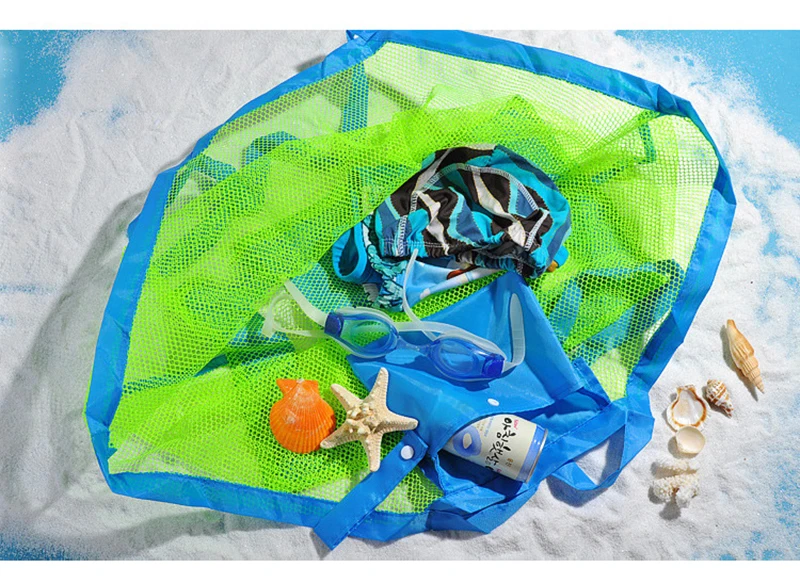 Baby Folding Beach Mesh Bag for Sand Toys Kids Outdoor Water Bath Storage Net Bags Portable Carry Pack Pouch for Children Summer