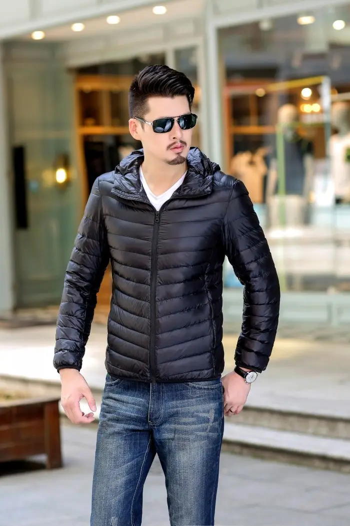 Autumn And Winter New Style Korean-style Ultra-Thin down Jacket Plus-sized Menswear Short Hooded Sports Jackets Outdoor