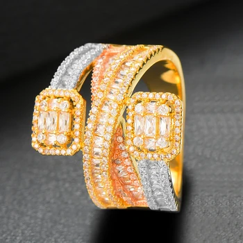 

LARRAURI 2019 Trendy Square Geometry Cubic Zircon Stacks Rings for Women Finger Rings Beads Charm Ring Bohemian Beach Jewelry