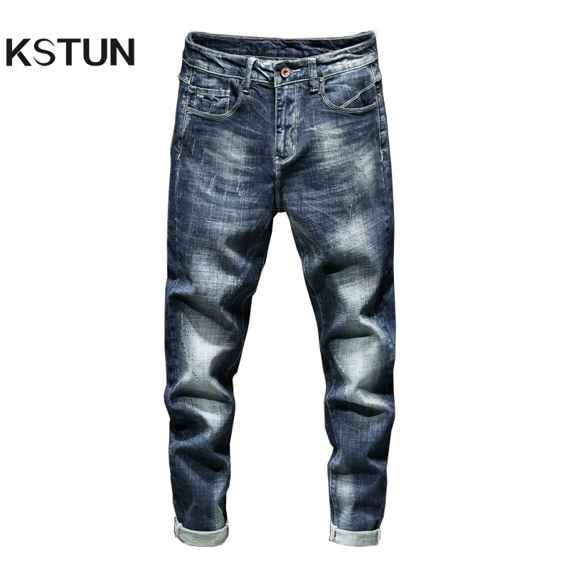 KSTUN Blue Jeans Men Slim Fit Thick Stretch Mens Jeans Man Jeans Brand 2019 Casual Denim Pants Long Trousers Washed Jean Homme KSTUN Blue Jeans Men Slim Fit Thick Stretch Mens Jeans Man Jeans Brand 2019 Casual Denim Pants Long Trousers Washed Jean Homme