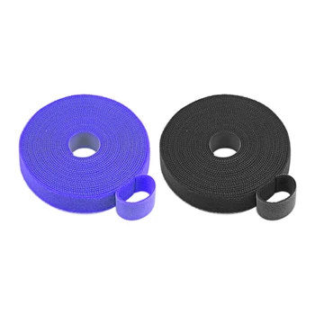 

uxcell 2 Roll Reusable Cable Ties Hook and Loop Cord Strap 5.5 Yard x 0.8" Black&Blue for TV cables, Microphone