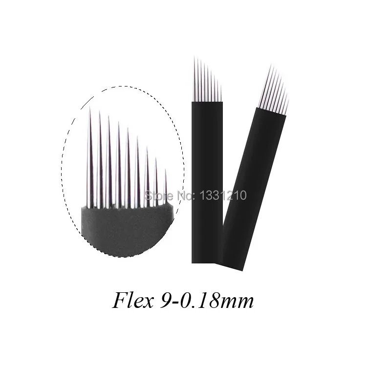 500 шт. Lâminas Para микроблейдинг tebori 9 Pontas Nano Flex 0,18 мм иглы для микроблейдинга для Tobori Pen