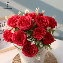 12 головок мини-розы Шелковые Цветы Свадебные Декоративные Искусственный букет розы искусственные цветы для домашнего декора маленькие Искусственные Свадебные цветы