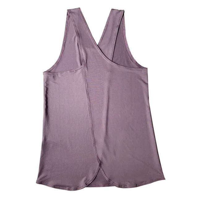 VEQKING Women Cross Back Sleeveless Yoga Vest Fitness Sport Tank Top Athletic Sport Singlet Quick Dry