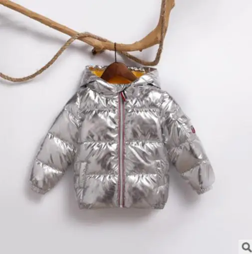 silvery Пальто для мальчиков; зимняя куртка; детское пуховое хлопковое пальто; водонепроницаемый Зимний комбинезон; розовая, Золотая, серебряная куртка; парка с капюшоном; пуховые пальто для девочек - Цвет: silvery
