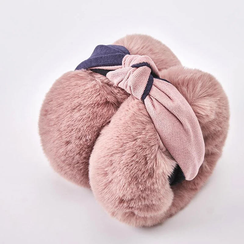 Модные зимние женские наушники с милым кроличьим мехом; плюшевые теплые наушники для женщин и девочек; мягкая плюшевая повязка на голову; наушники