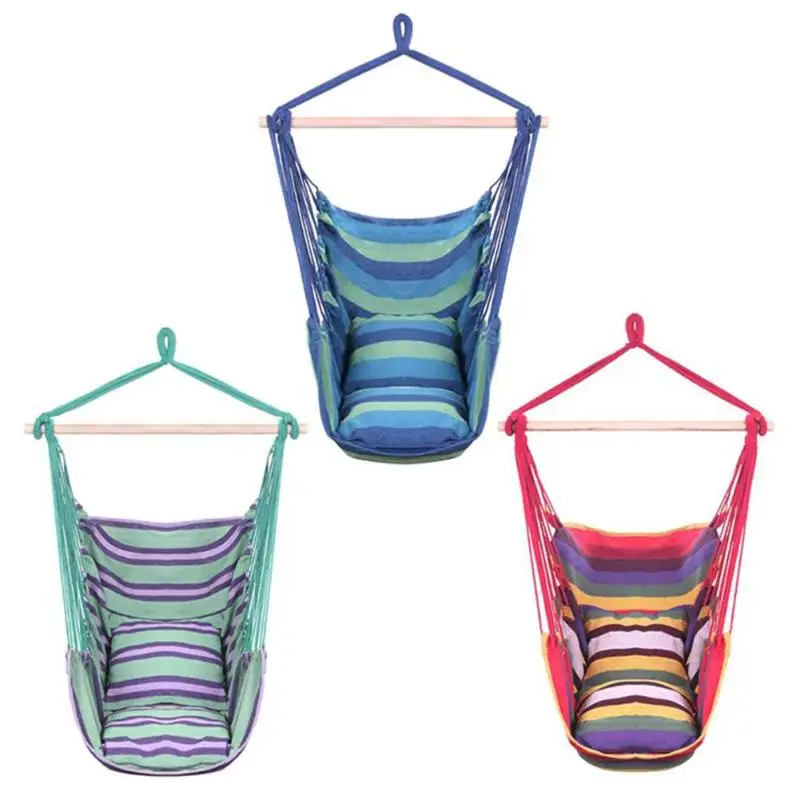 

Household Multi Color Unique Cotton Canvas Hanging Rope Chair With Pillow