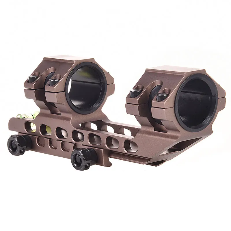 Tan One Piece Picatinny Scope Mounts 25.4mm/30mm Double Rings Hunting Scope Adapter Fits 20mm Weaver Picatinny With Bubble Level rifle scope mount rifle scope mount ring scope mount adapter picatinny rail accessories rail adapter scope bubble level