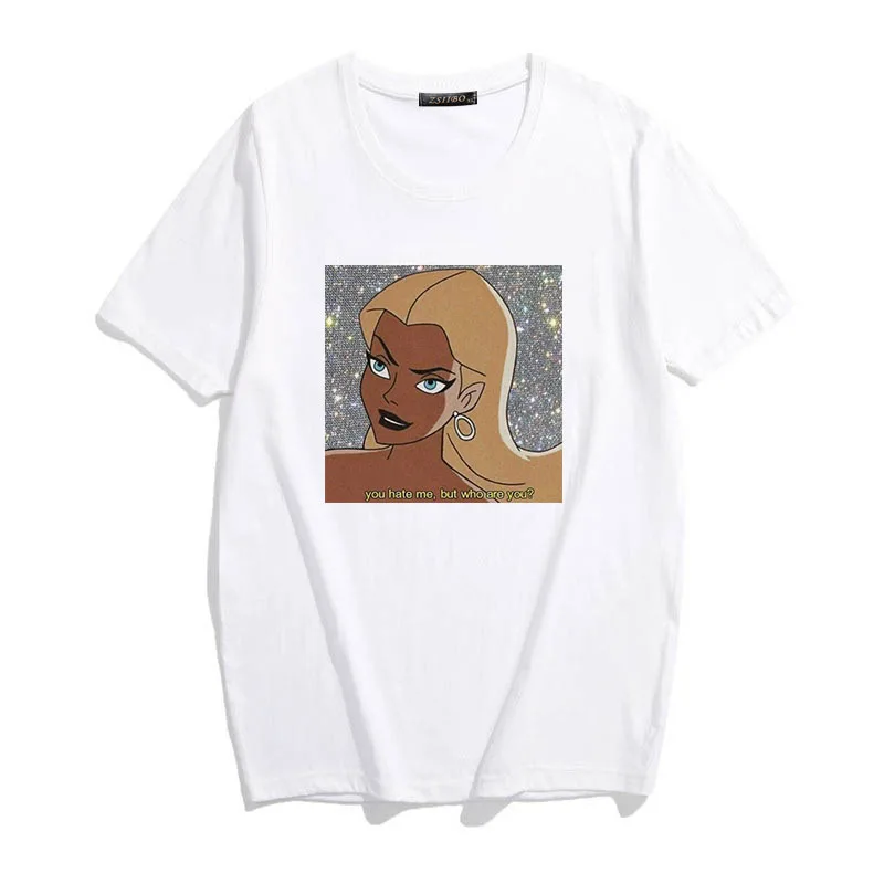 Ulzzang Забавный мультфильм аниме буквы ins шикарный принт топы тройники повседневные свободные размера плюс Harajuku Японская женская новая летняя футболка