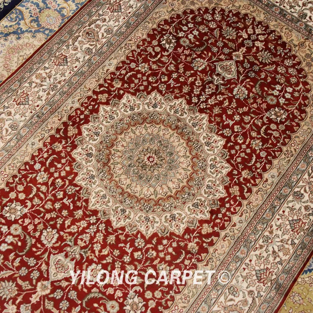 YILONG 3'x5' Традиционный персидский медальон ручной работы шелковый ковер с узлом на руки ковер(YJH254A