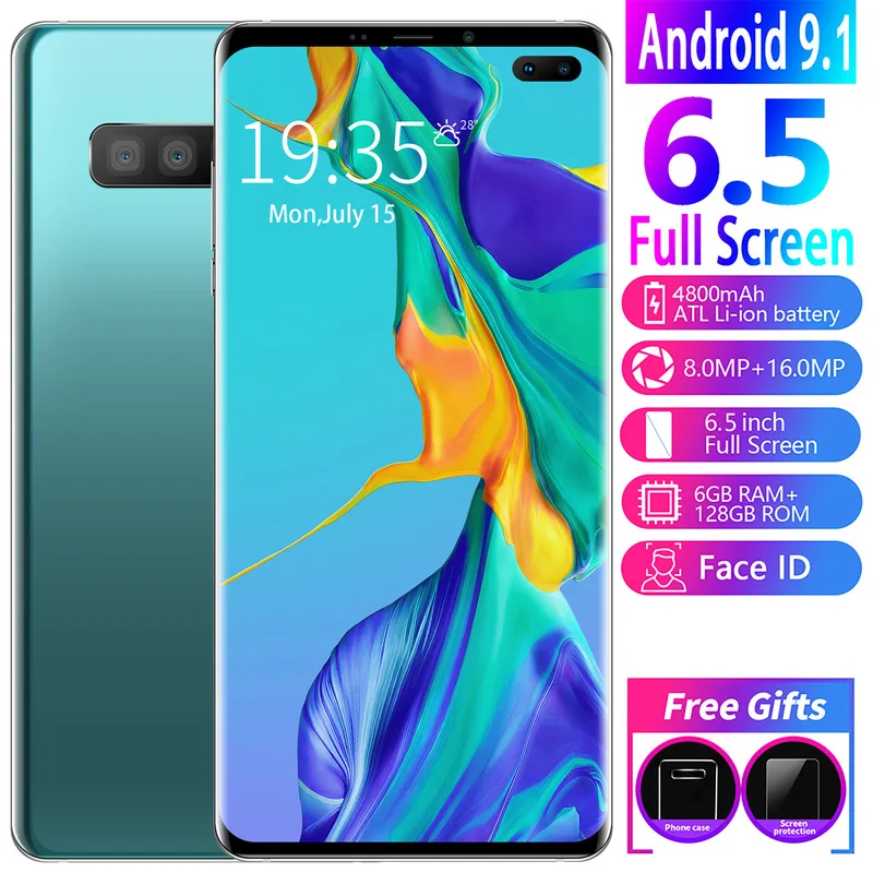 

Global Version Smartphone S10+ Cellphones Android Fingerprint Face Unlock Dual Camera 4G 3G Smart Mobile Cell Phone