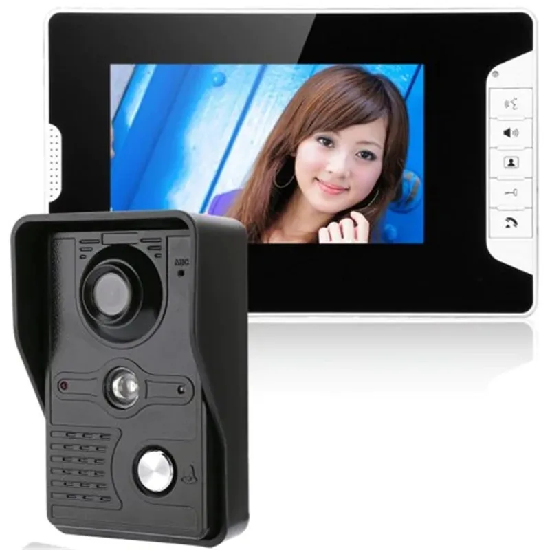 

7 Inch Video Door Phone Doorbell Intercom Kit Night Vision with IR-CUT HD 1000TV - Luxury Ceramic EU Plug