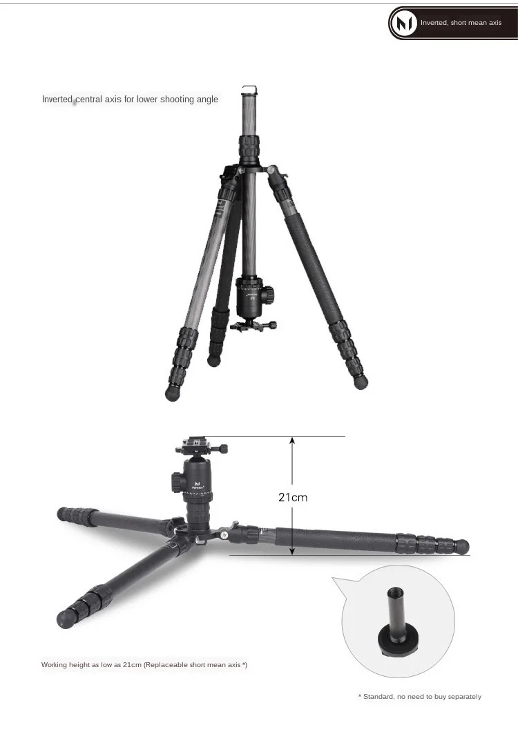 US $365.52 MARSACE MT1541TFB1DP60 Carbon Fiber 4 Section SLR Camera Photography Reflex Travel Tripod Head Set